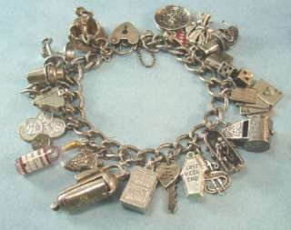 The VICE OF LIFE Vintage Sterling Silver Risqué Charm Bracelet Lots 