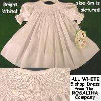 NWT Rosalina SMOCKED WHITE Bishop PORTRAIT Dress 9m  