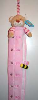 KELLY BABY SOFT PADDED BEAR PINK WALL GROWTH CHART NEW  