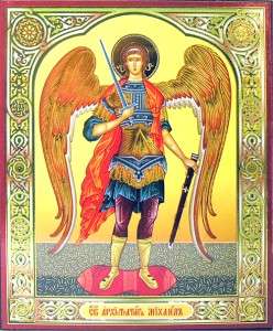 Archangel Saint St Michael Russian Icon Wood Gold 5 1/4  