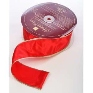   Red Satin with Gold Edge Wired Ribbon 50 Yds. Arts, Crafts & Sewing