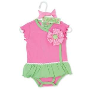    Little Sprout Ribbon Romper with Ruffle Skirt by Mud Pie Baby