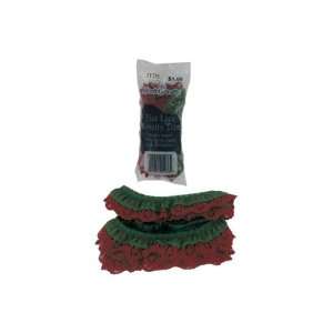  Ruffled Lace Trim, 3 Yards Green And Red 