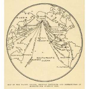  1911 Print Pacific Region Map Coal Alaska Ocean Ore 