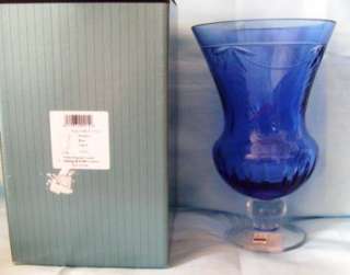 Miller Rogaska Windsor Blue Pedestal Vase 9 NIB  
