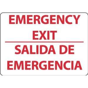 Emergency Exit, Bilingual, 10X14, Adhesive Vinyl  