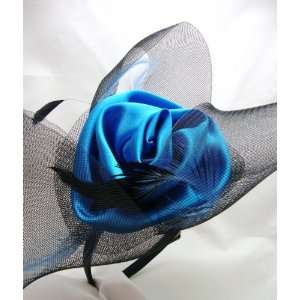  NEW Large Royal Blue Satin Flower Headband, Limited 