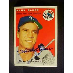 Hank Bauer New York Yankees #130 1954 Topps Archives Signed Baseball 
