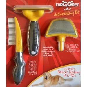  Deshedding Kit, 4 Deshedding Tool for Dogs + Comb + Slicker Brush 
