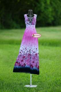 Maxi Dress Flowers Trendy Evening Dress S M SL090P  