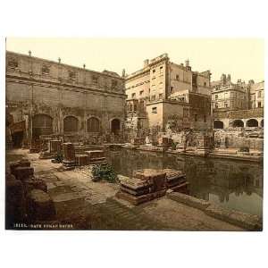   Reprint of Roman Baths and Abbey, Bath, England