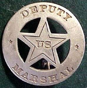 Old West Deputy US Marshal silver lawman badge #BW61  