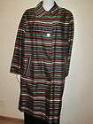 HALLOWEEN & BEYOND Vintage Mod Striped Taffeta Coat Black w Bright 