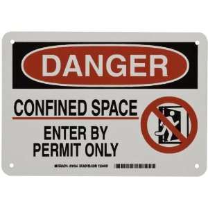   Space Sign, Header Danger, Legend Confined Space Enter By Permit