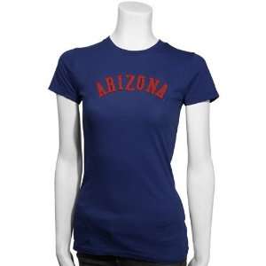  Arizona Wildcats Navy Blue Ladies Vintage Applique T shirt 