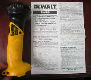 DeWalt DW902 Type 1 9.6V Cordless Work Light With Extra Bulb   No 
