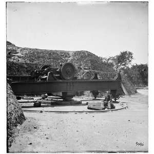   Wrecked carriage of Blakely gun on Battery 