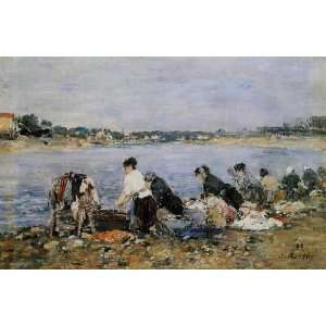   , painting name Laundresses 1, By Boudin Eugène 