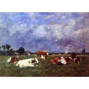   painting name Cows in Pasture 2, By Boudin Eugène 