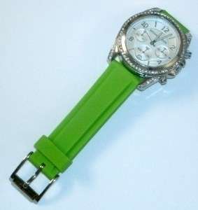   Chronograph Silver Crystal Dial with Lime Rubber Band Watch MK5165