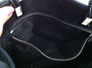   Prada Calfskin Leather Tote Purse Handbag Business Saks Zipper  