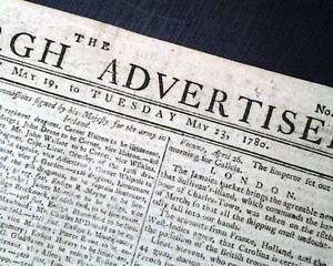   Charleston Falls to Eng. Revolutionary War Report Scotland Newspaper