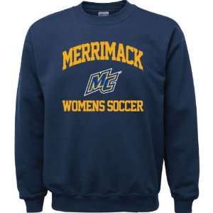 Merrimack Warriors Navy Womens Soccer Arch Crewneck Sweatshirt 
