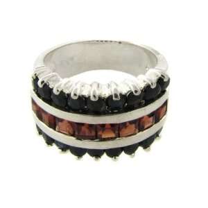  Sterling Silver Black and Red CZ Ring Jewelry