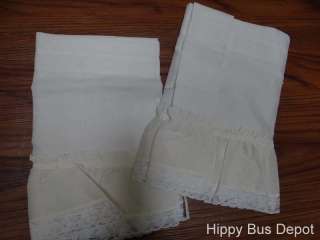 Vintage PAIR White Lace Ruffled Kitchen Bedroom Valances Curtains NEW 