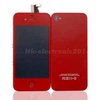 Red Front Touch LCD+Back Cover+Button Set for Iphone 4G  
