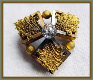 Vtg Art Deco Diamond Paste 3 Sided Brooch Pin Pendant *Very Unique 
