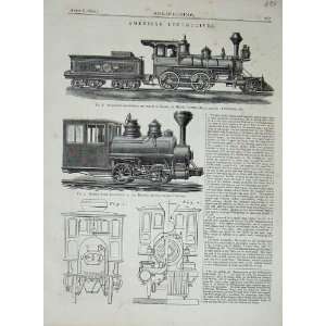  1877 Engineering American Locomotive Train Engines