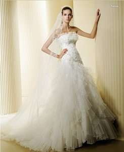 Gorgeous Off Shoulder ivory Voile Applique Bride Wedding Dress Party 