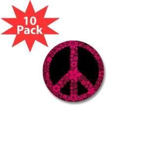  Mini Button (10 Pack) Flowered Peace Symbol PBB 