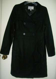 New OLD NAVY Womens Black Long Wool Coat Small Pea Car Coat Funnel 