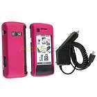 FOR LG ENV TOUCH VX11000 PINK SNAP ON RUBBER HARD PHONE CASE COVER+CAR 