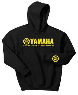 YAMAHA FACTORY RACING HOODIE BLACK SWEAT SHIRT YZ YZF YFZ R1 R6 MX 