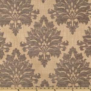  56 Wide Tricia Chenille Jacquard Damask Taupe Fabric By 