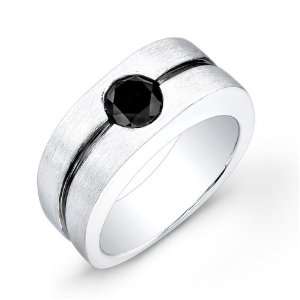 Victoria Kay 1 3/4ct Black Diamond Mens Ring in Sterling Silver, Size 