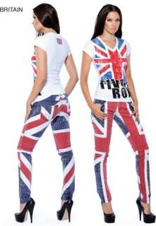 British Flag Union Jack Novelty Stretch Fit Womens Jeans BNWTags Diff 