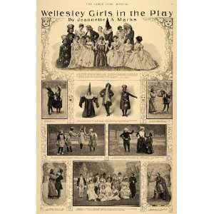  1900 Print Wellesley College Girl Plays Jeanette Marks 