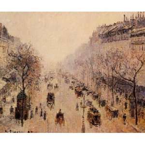   painting name Boulevard Montmartre Morning Sunlight and Mist, by