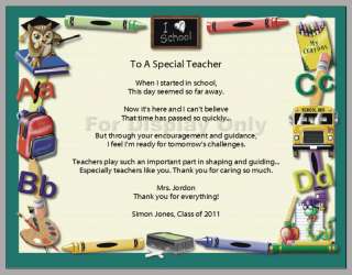 Personalized A Special Teacher Appreciation Poem Print  