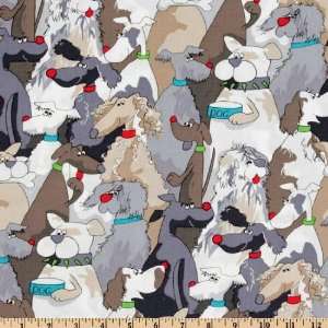    Wide Hungry Dogs Neutral Fabric By The Yard Arts, Crafts & Sewing