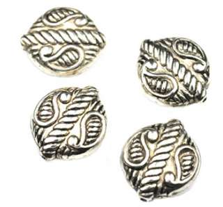 22 Antique Silver Ornate Coin Acrylic Beads 18MM  