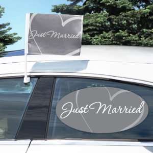  Just Married Car Flag & Window Cling Set Everything 