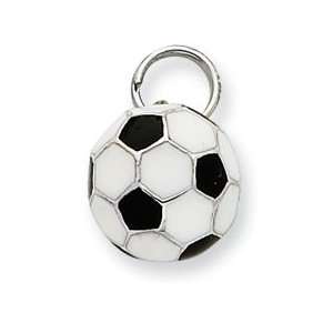    Sterling Silver Enameled Soccer Ball with Split Ring Jewelry