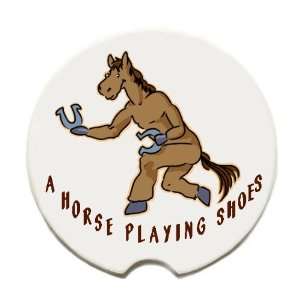  Horse Playing Shoes Kar Koaster, Absorbent Ceramic Coaster 
