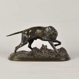 Authentic French Antique Bronze Dog by P.J Mene  