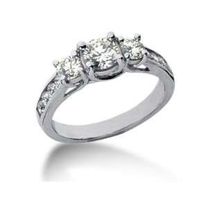   Diamond Three Stone Ring with Side Stones in Platinum SZUL Jewelry